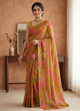 Latest Beautiful Printed Floral Nara Chiffon Saree