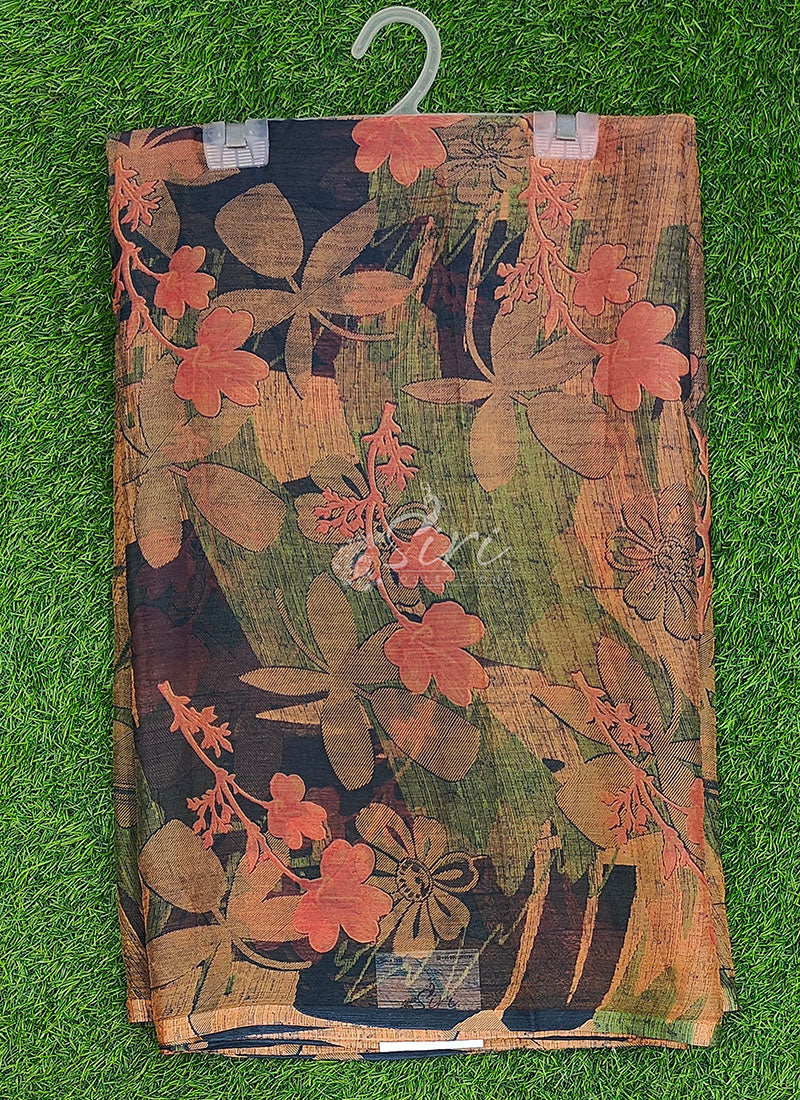 Latest Beautiful Printed Floral Nara Chiffon Saree