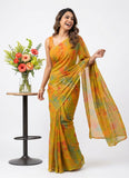 Latest Beautiful Printed Floral Nara Chiffon Saree