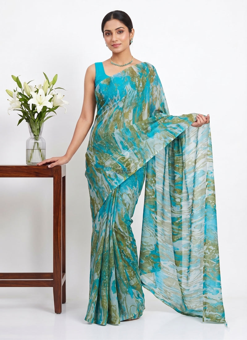Latest Beautiful Printed Nara Chiffon Saree