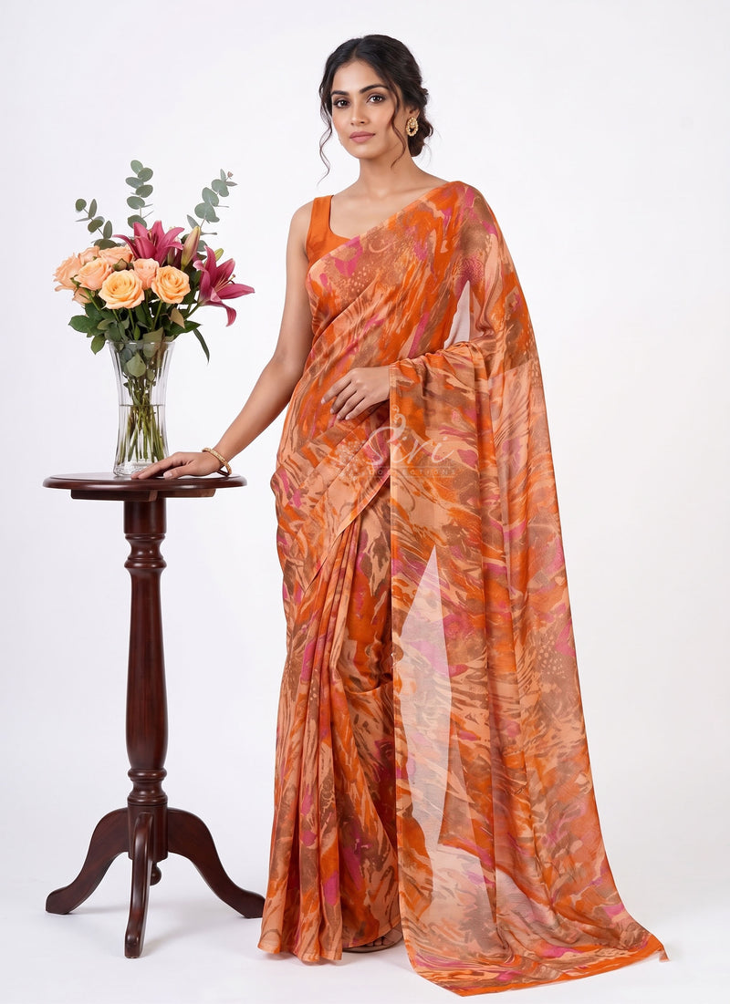 Latest Beautiful Printed Nara Chiffon Saree