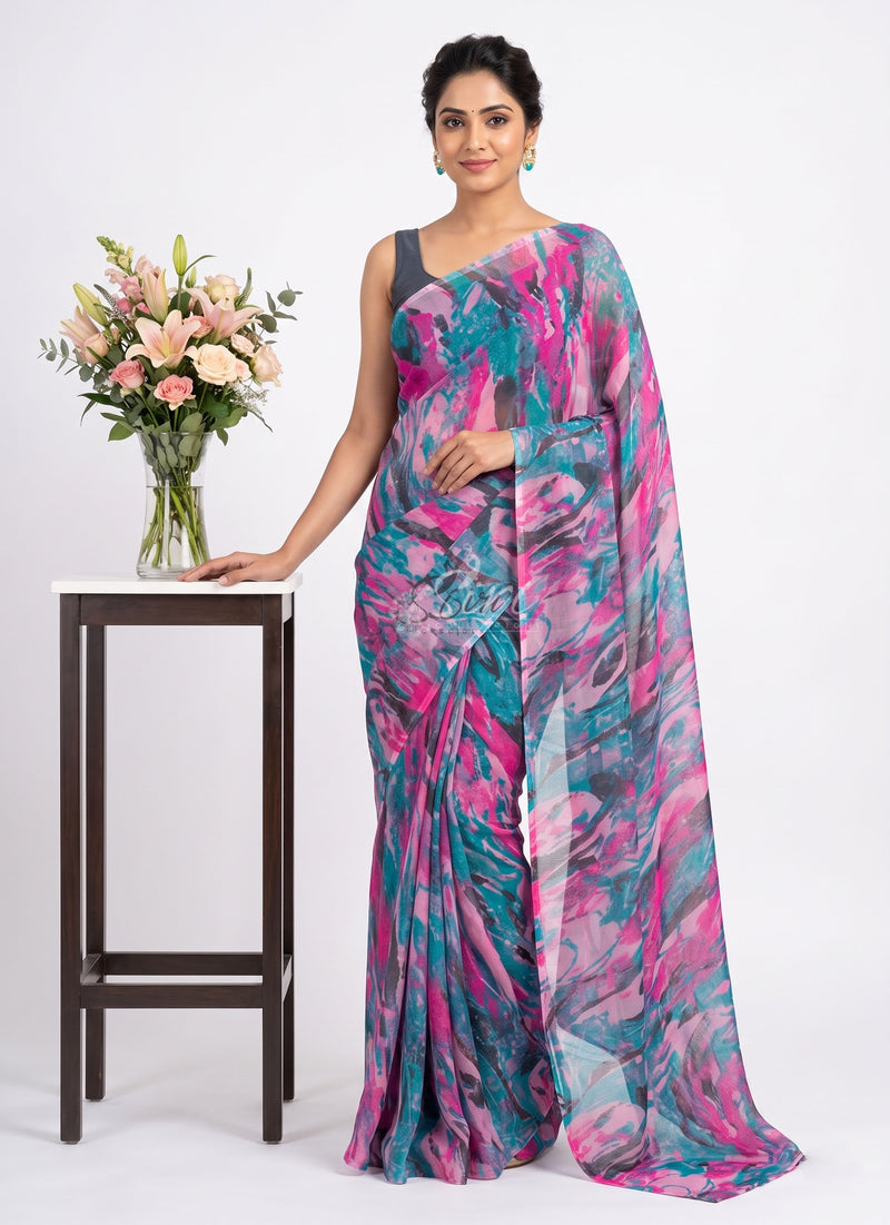 Latest Beautiful Printed Nara Chiffon Saree