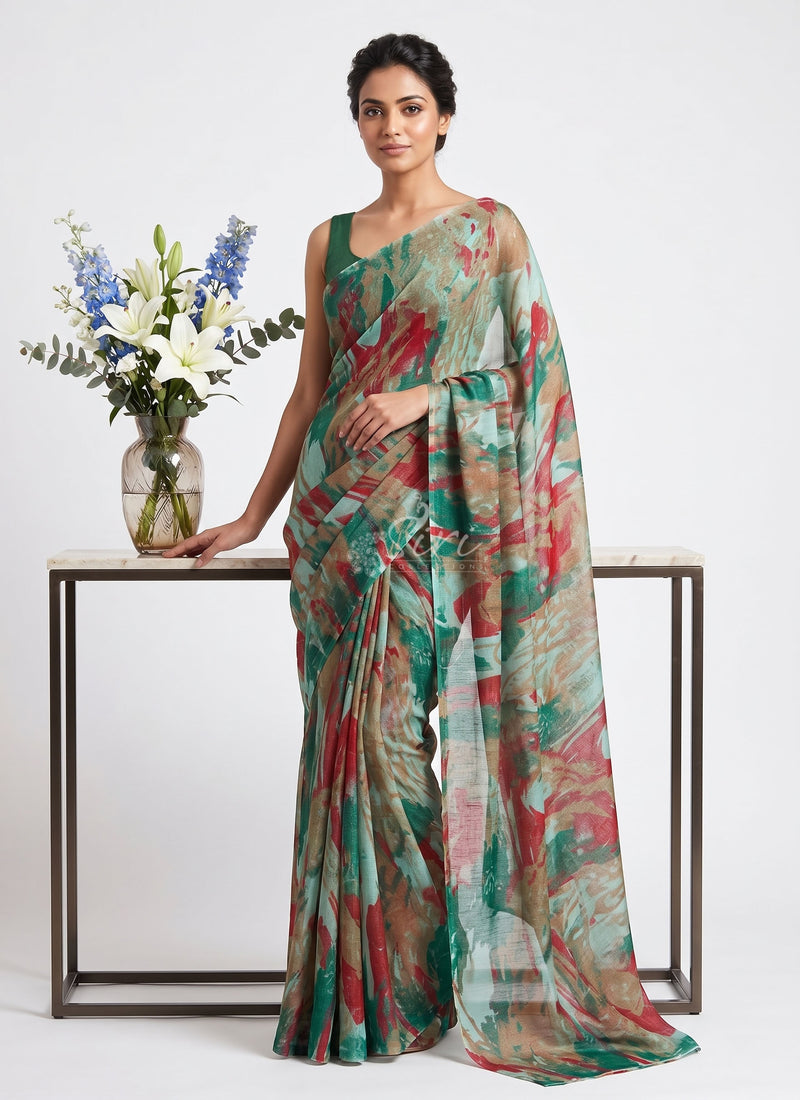 Latest Beautiful Printed Nara Chiffon Saree