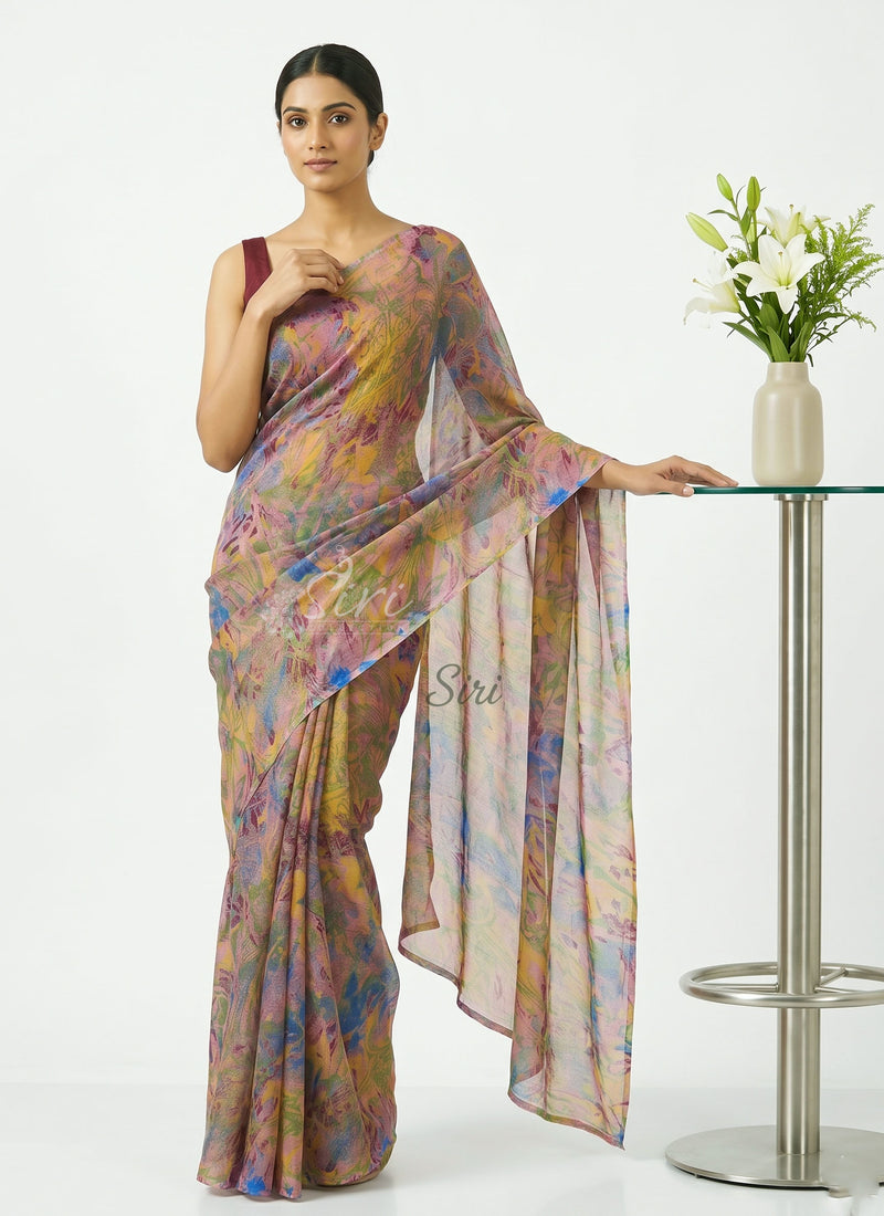 Latest Beautiful Printed Nara Chiffon Saree