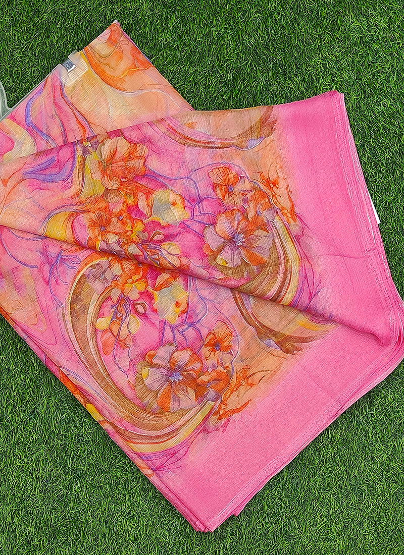 Latest Beautiful Printed Nara Chiffon Saree