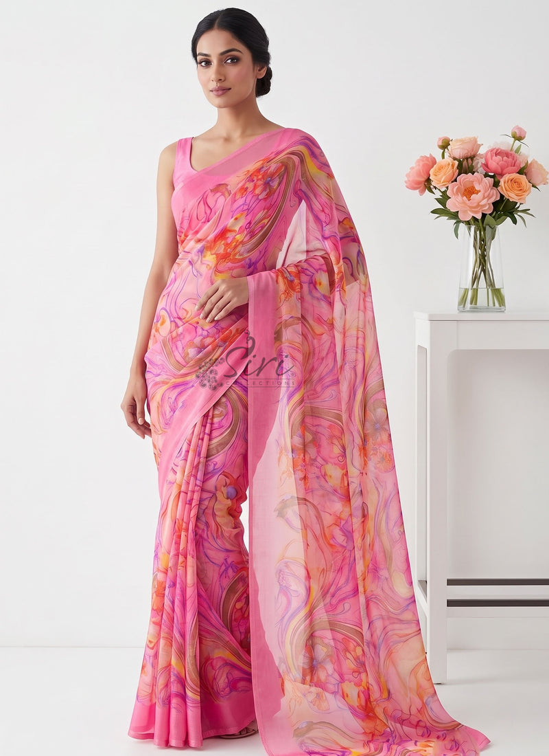 Latest Beautiful Printed Nara Chiffon Saree