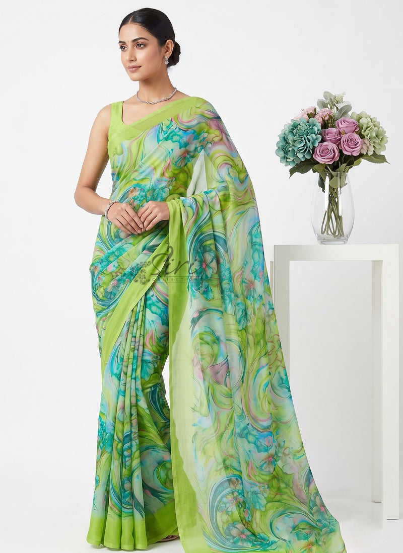 Latest Beautiful Printed Nara Chiffon Saree