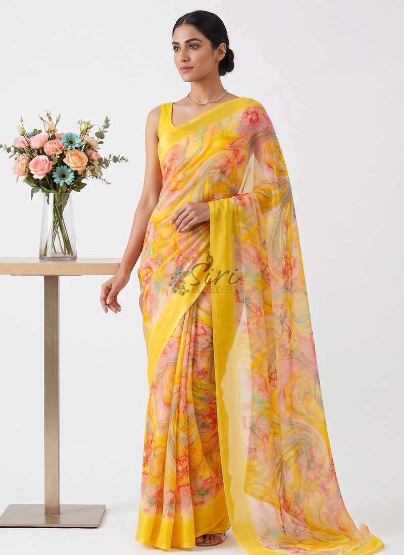 Latest Beautiful Printed Nara Chiffon Saree