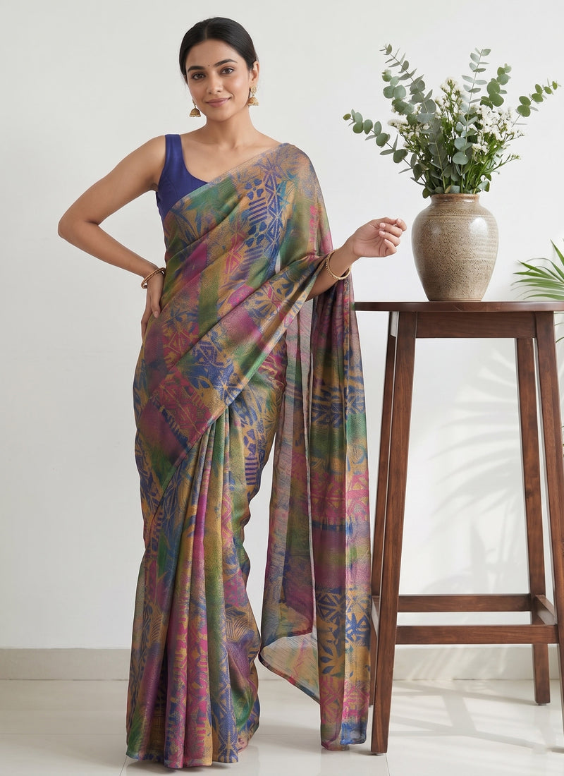 Latest Beautiful Printed Nara Chiffon Saree