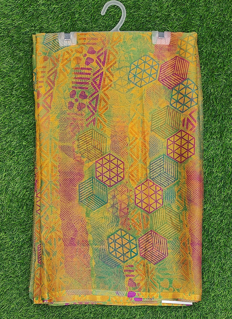 Latest Beautiful Printed Nara Chiffon Saree without Blouse
