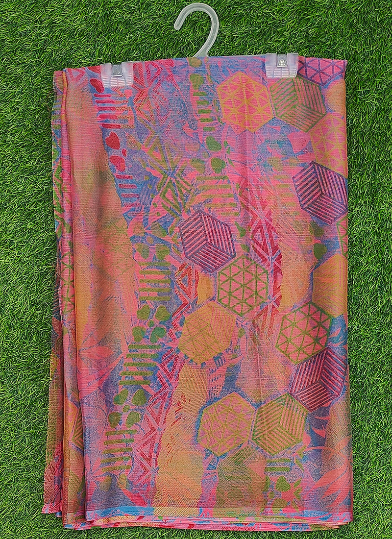 Latest Beautiful Printed Nara Chiffon Saree without Blouse