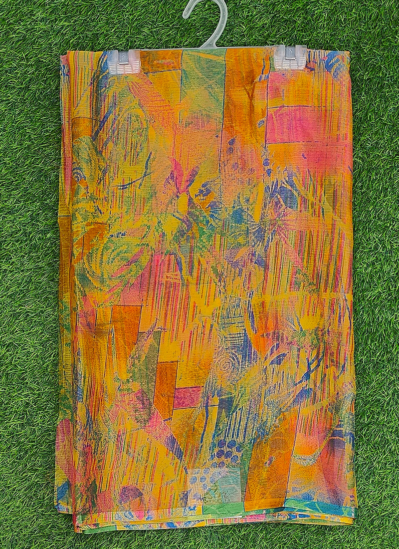 Latest Beautiful Printed Nara Chiffon Saree without Blouse