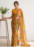 Latest Beautiful Printed Nara Chiffon Saree without Blouse