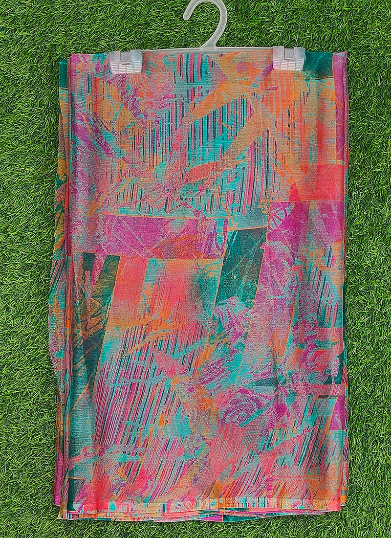 Latest Beautiful Printed Nara Chiffon Saree without Blouse