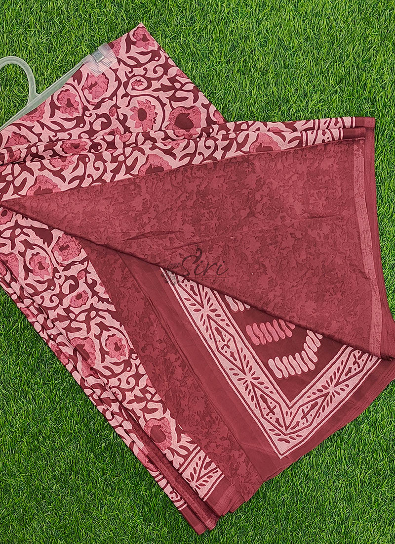 Beautiful Floral Printed Crepe Silk Saree