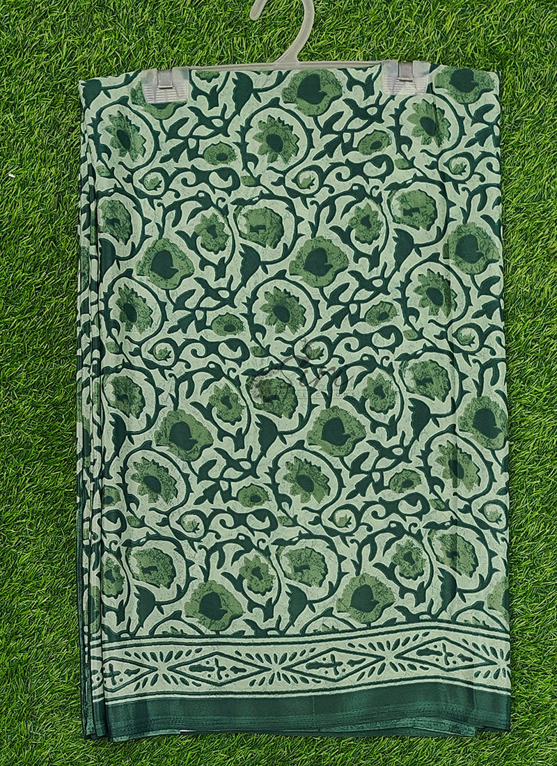 Beautiful Floral Printed Crepe Silk Saree