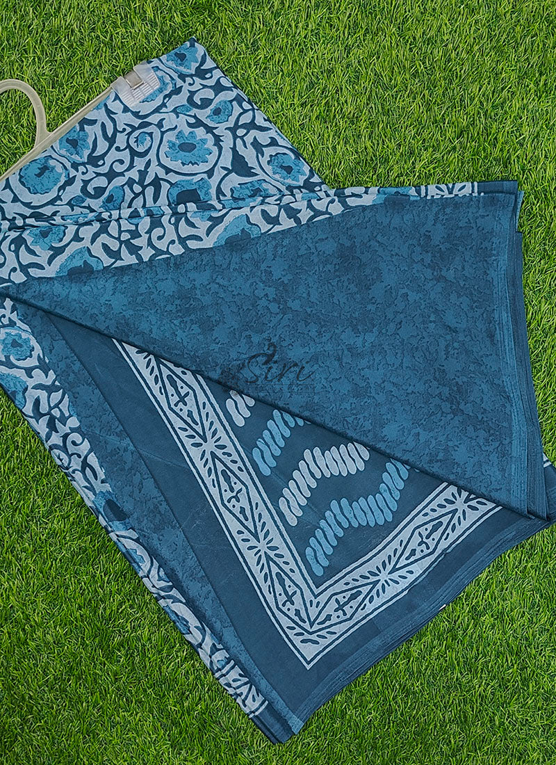 Beautiful Floral Printed Crepe Silk Saree