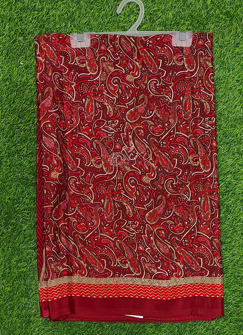 Beautiful Floral Printed Crepe Silk Saree