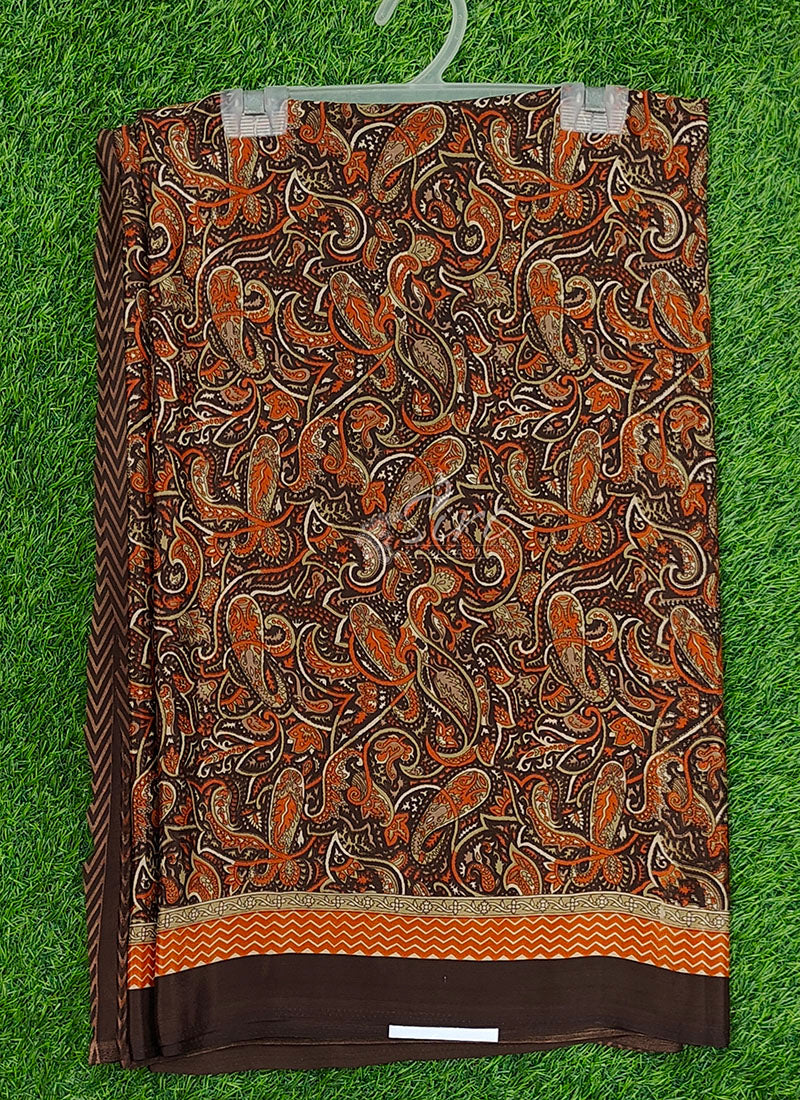 Beautiful Floral Printed Crepe Silk Saree