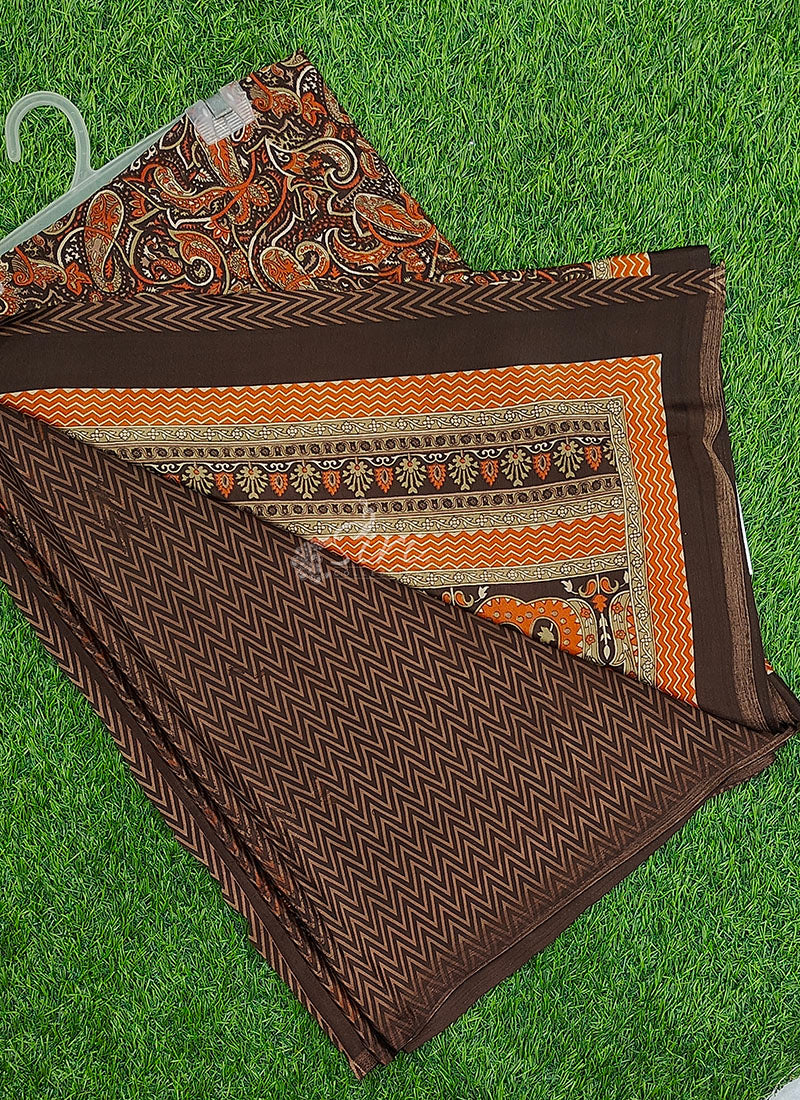 Beautiful Floral Printed Crepe Silk Saree