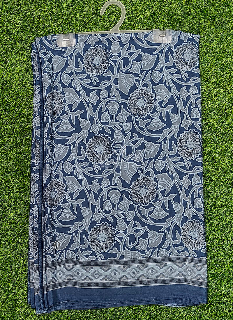 Beautiful Floral Printed Crepe Silk Saree