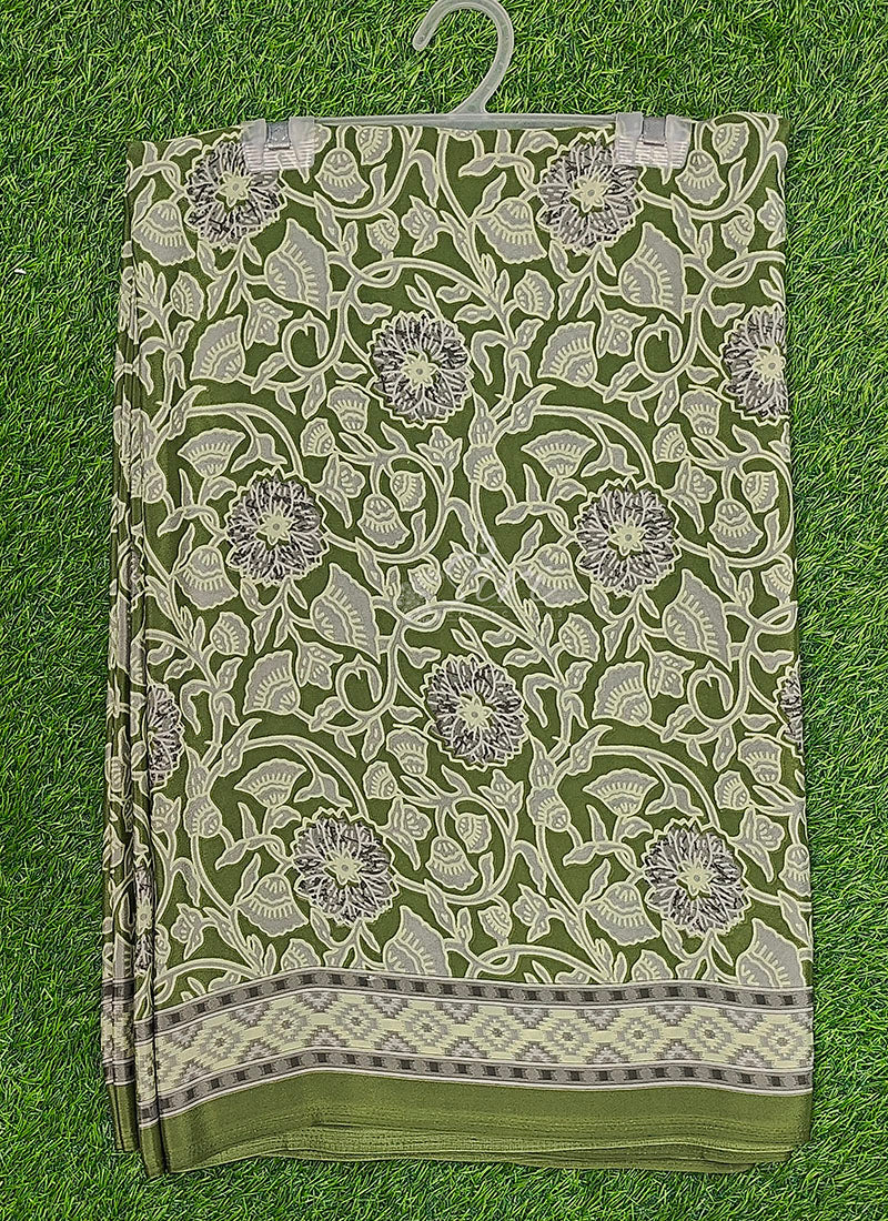 Beautiful Floral Printed Crepe Silk Saree