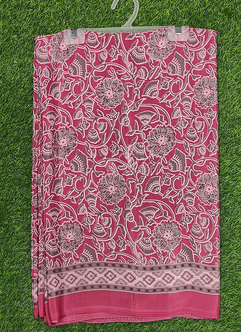 Beautiful Floral Printed Crepe Silk Saree