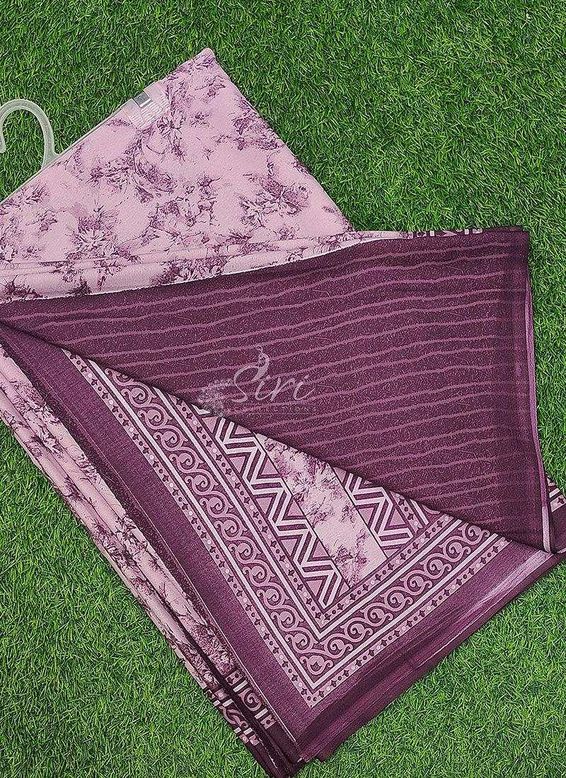 High Quality Printed Crepe Silk Saree with Blouse