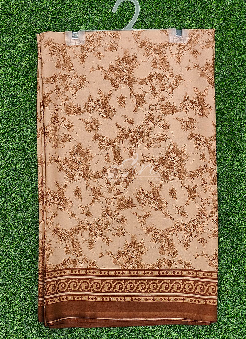 High Quality Printed Crepe Silk Saree with Blouse