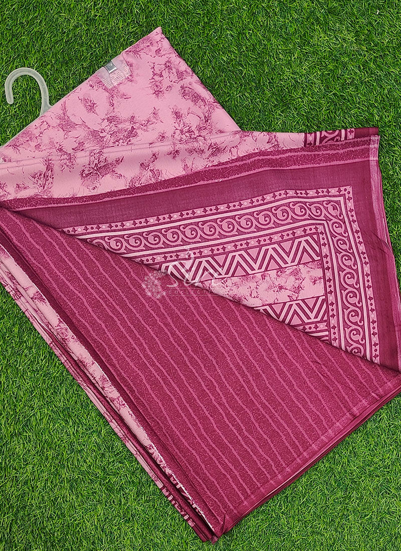 High Quality Printed Crepe Silk Saree with Blouse