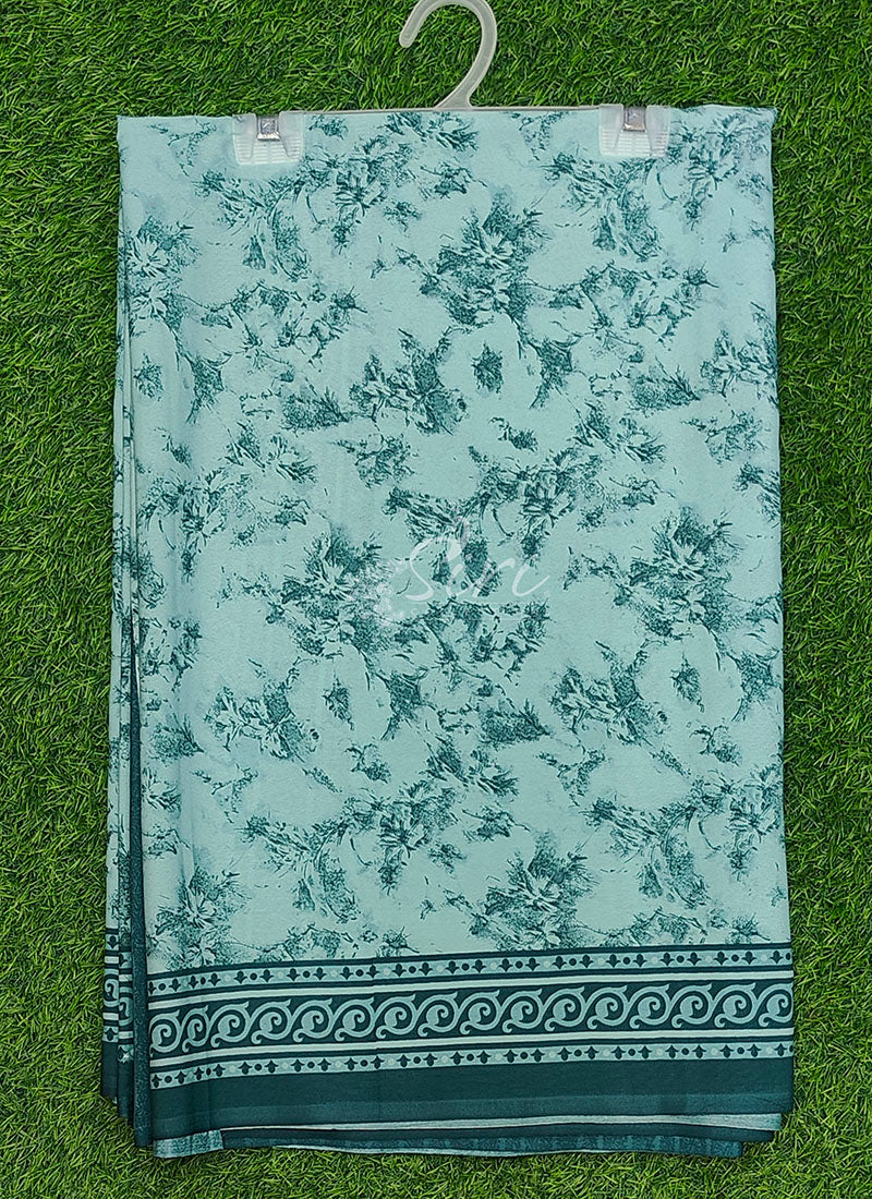 High Quality Printed Crepe Silk Saree with Blouse