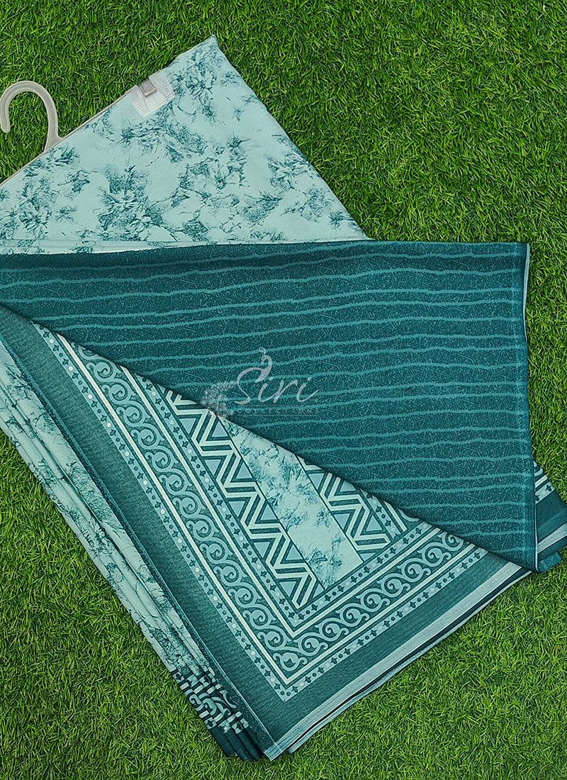 High Quality Printed Crepe Silk Saree with Blouse