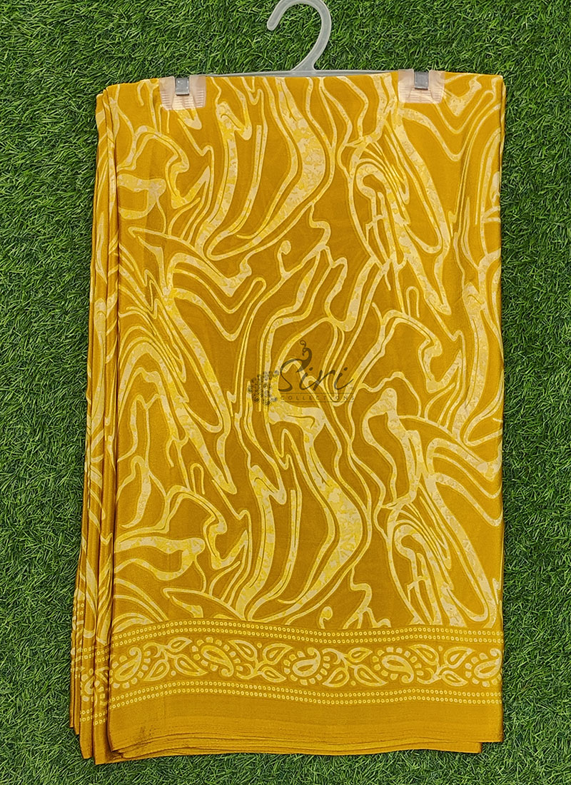 High Quality Printed Crepe Silk Saree with Blouse