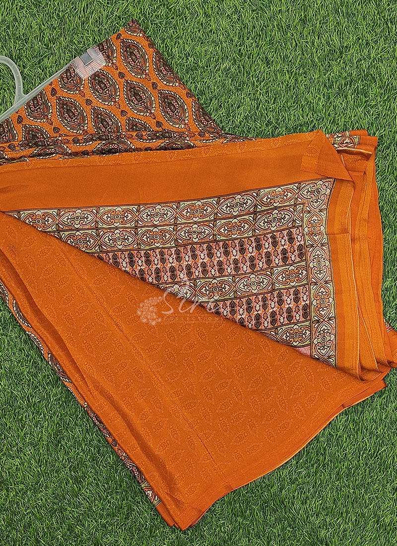 Premium Quality Printed Crepe Silk Saree with Blouse