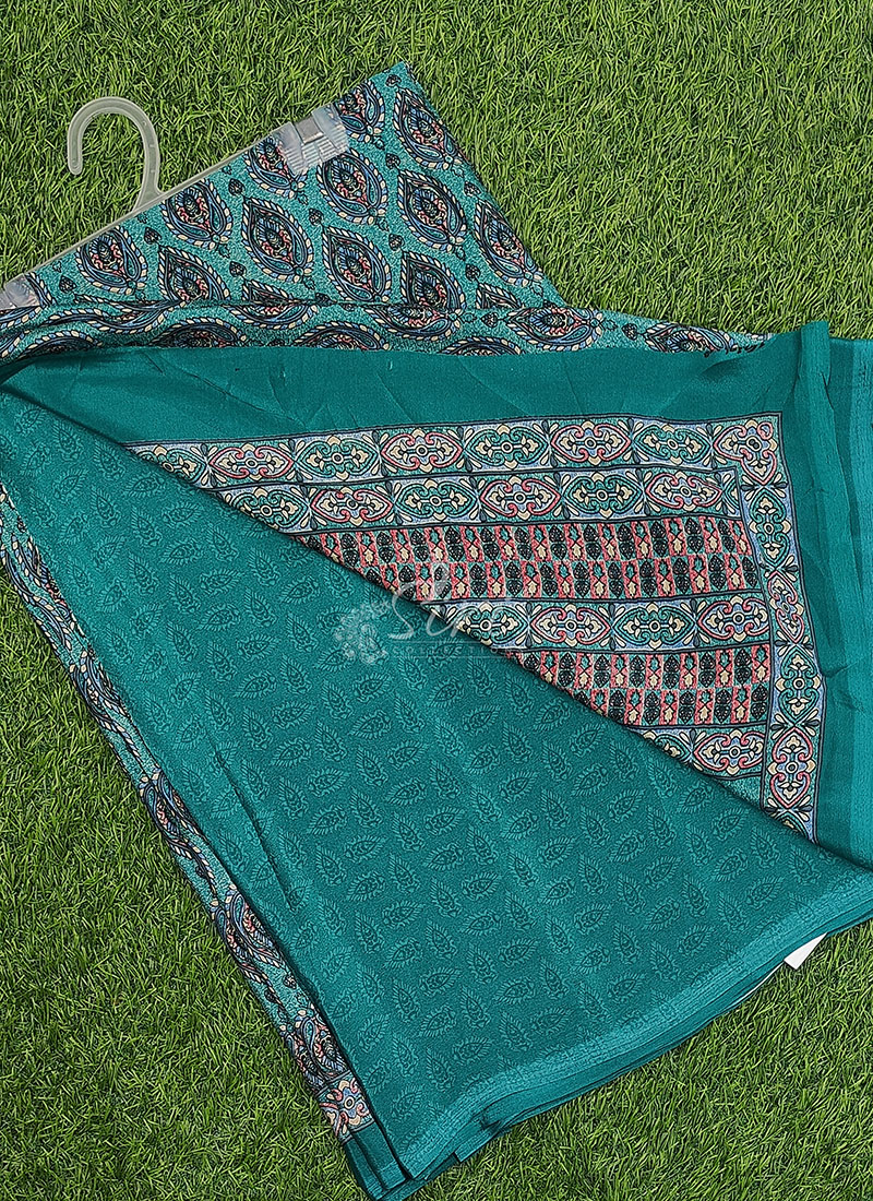 Premium Quality Printed Crepe Silk Saree with Blouse
