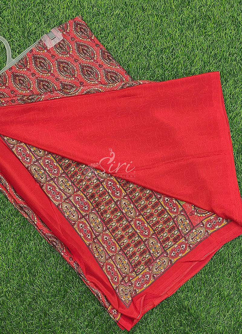 Premium Quality Printed Crepe Silk Saree with Blouse