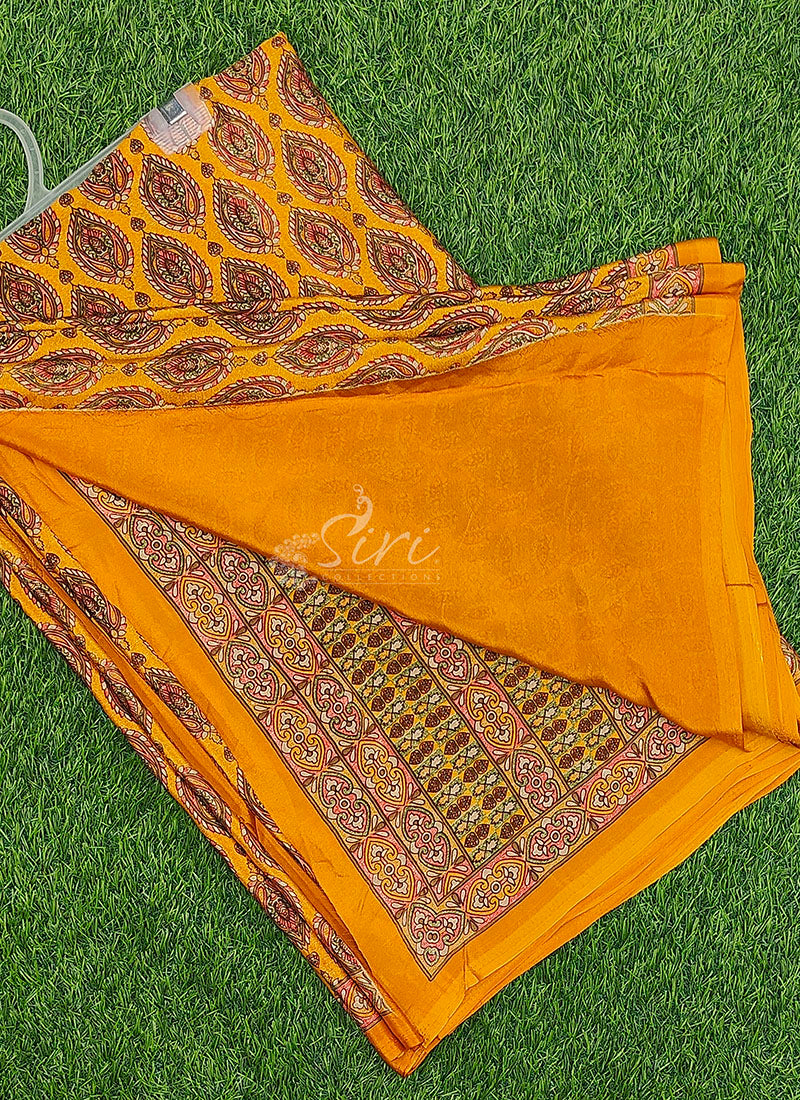 Premium Quality Printed Crepe Silk Saree with Blouse