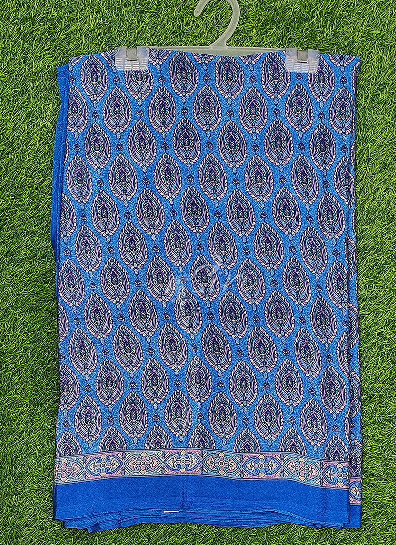Premium Quality Printed Crepe Silk Saree with Blouse