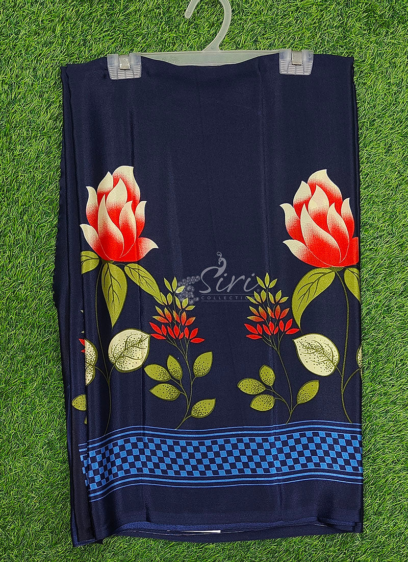 Siri Sarees Latest Printed Crepe Silk Saree with Blouse