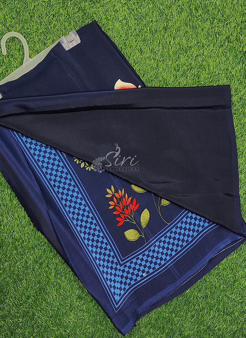 Siri Sarees Latest Printed Crepe Silk Saree with Blouse