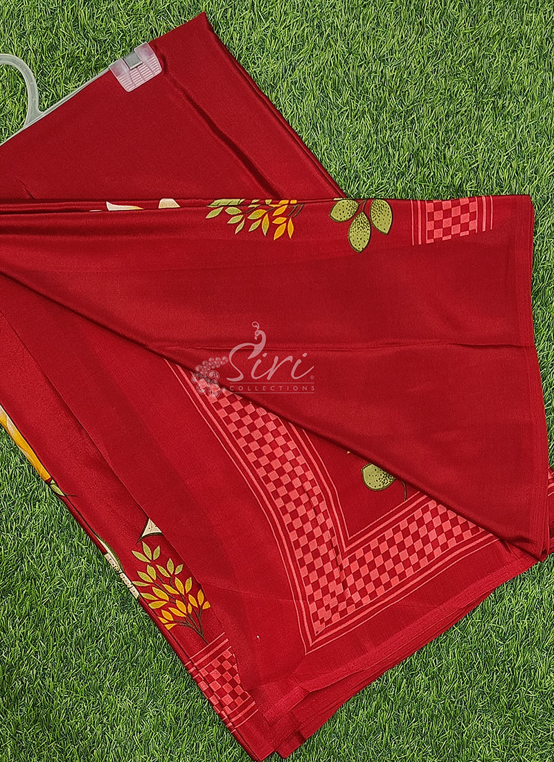Siri Sarees Latest Printed Crepe Silk Saree with Blouse
