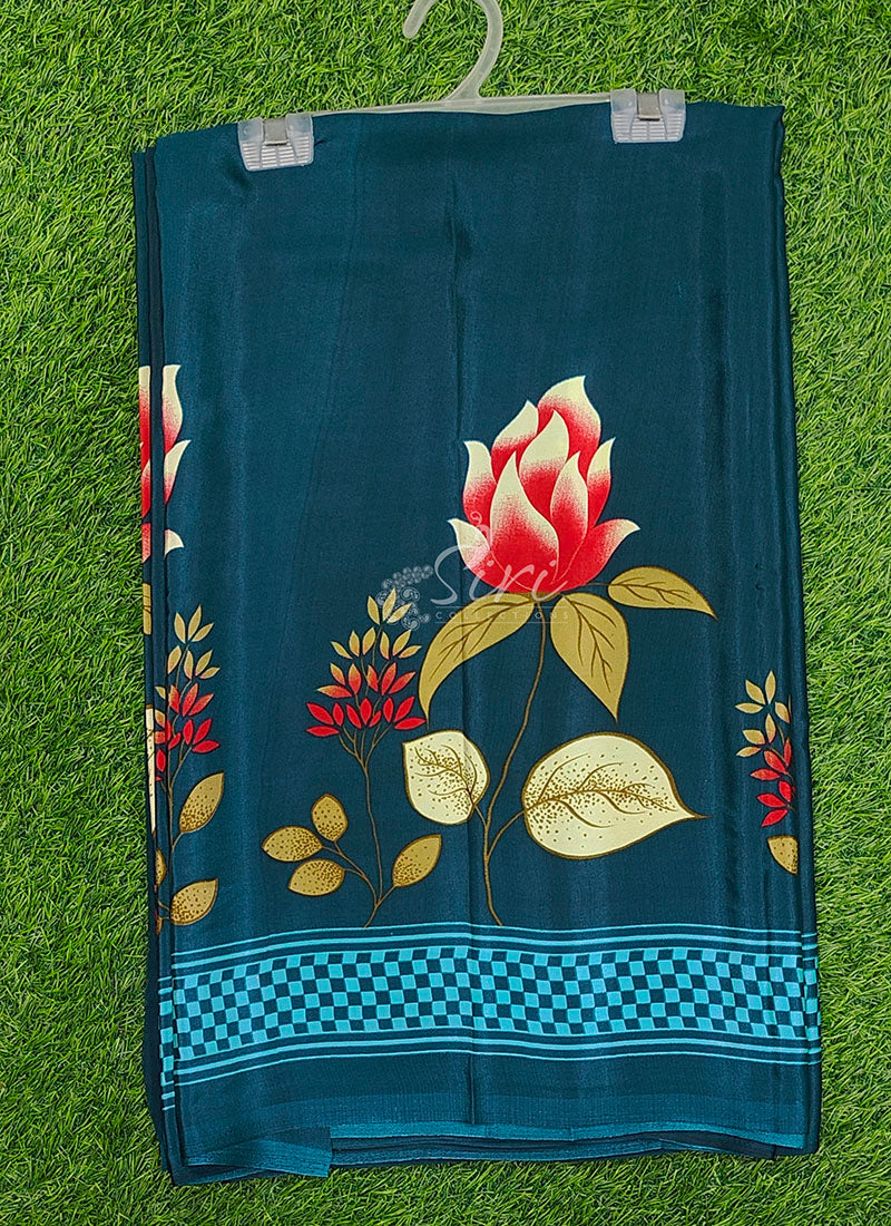 Siri Sarees Latest Printed Crepe Silk Saree with Blouse