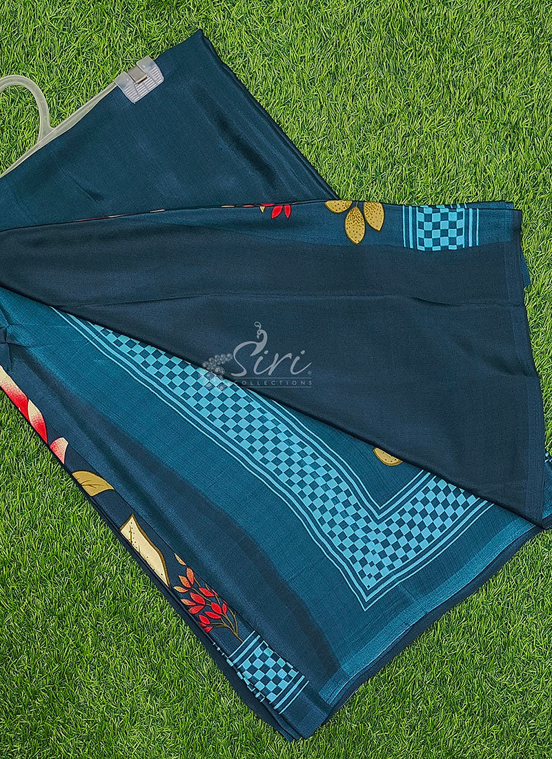 Siri Sarees Latest Printed Crepe Silk Saree with Blouse