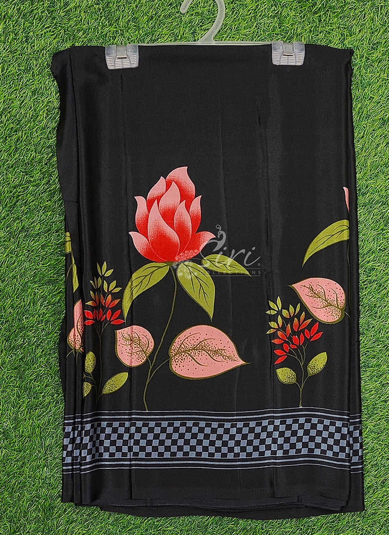 Siri Sarees Latest Printed Crepe Silk Saree with Blouse