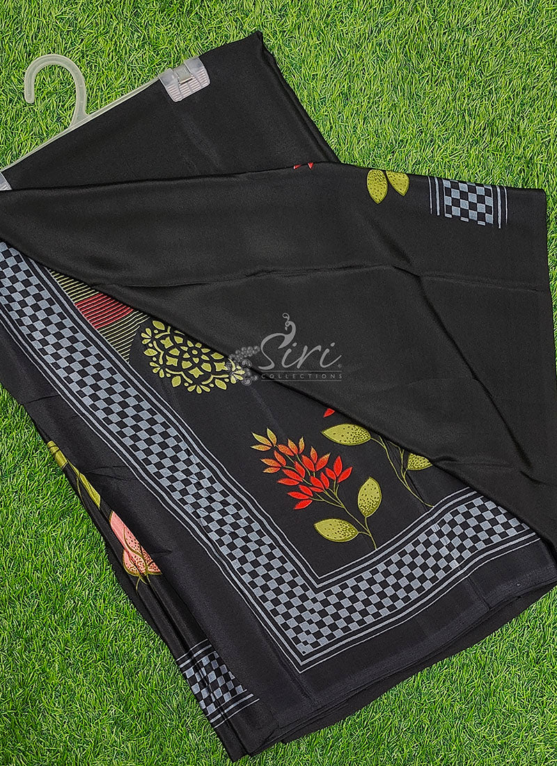 Siri Sarees Latest Printed Crepe Silk Saree with Blouse