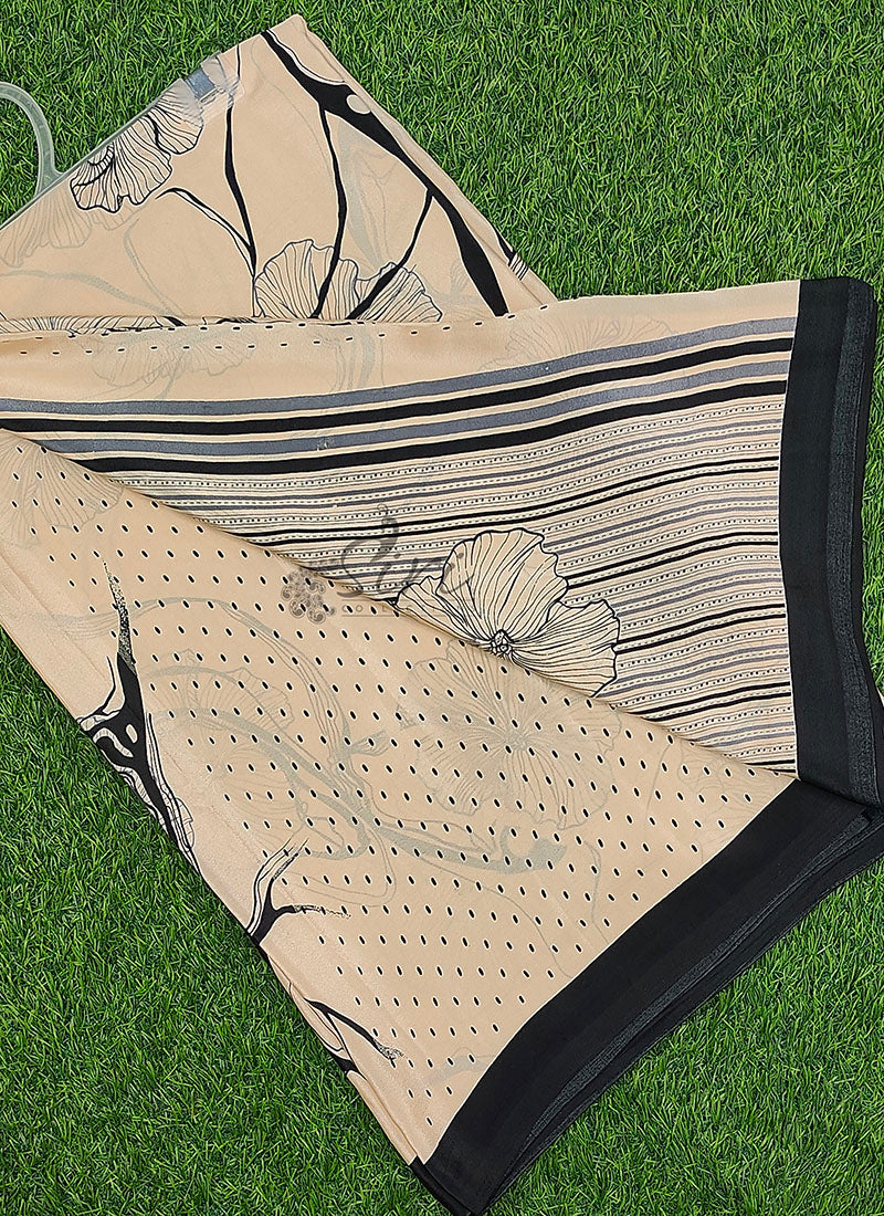 Siri Sarees Latest Printed Crepe Silk Saree with Blouse