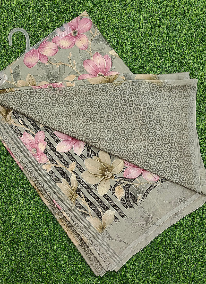 Siri Sarees Latest Printed Crepe Silk Saree with Blouse