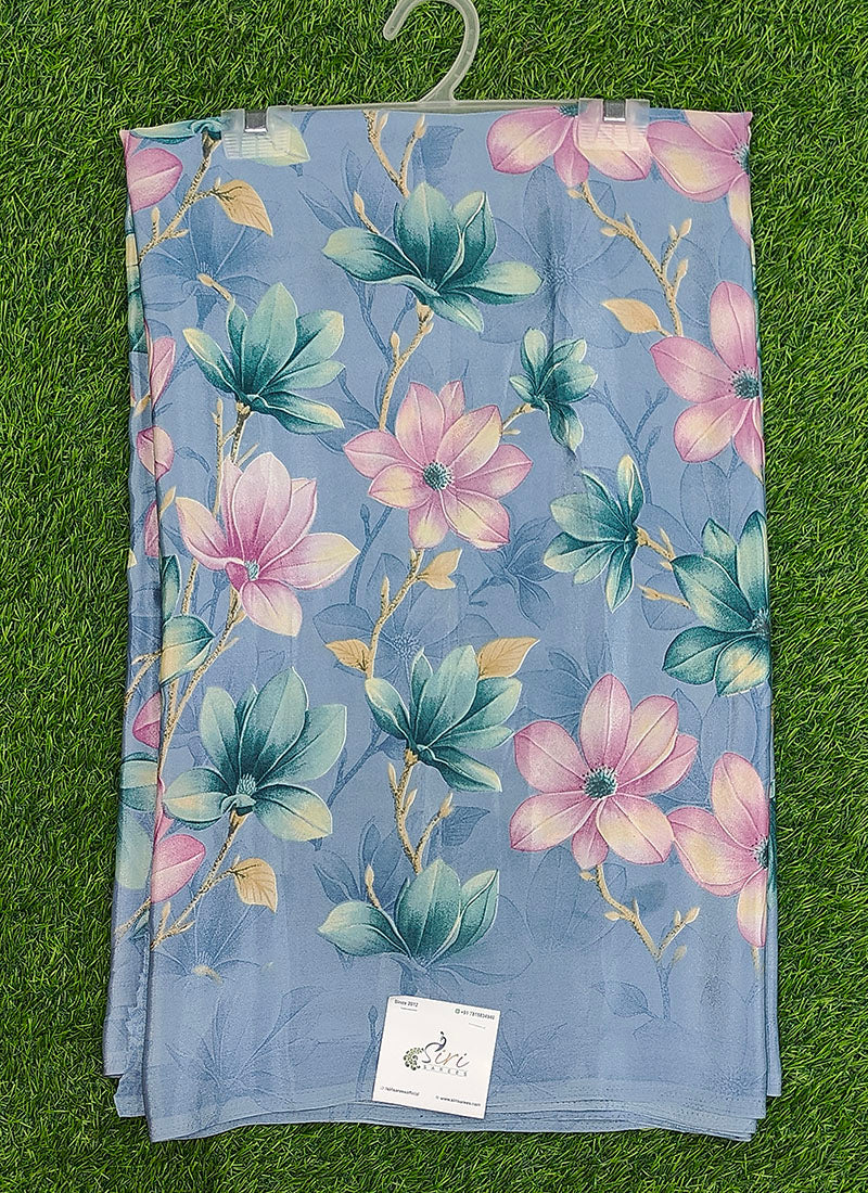 Siri Sarees Latest Printed Crepe Silk Saree with Blouse