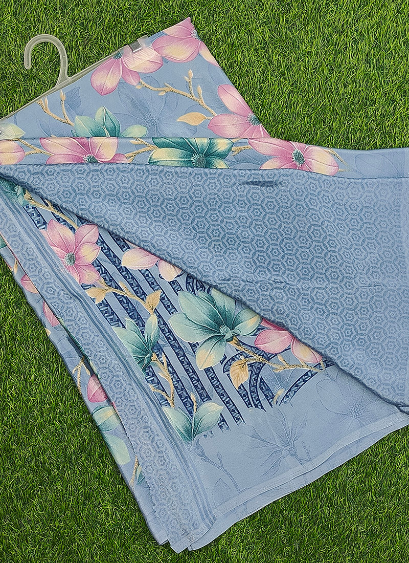 Siri Sarees Latest Printed Crepe Silk Saree with Blouse