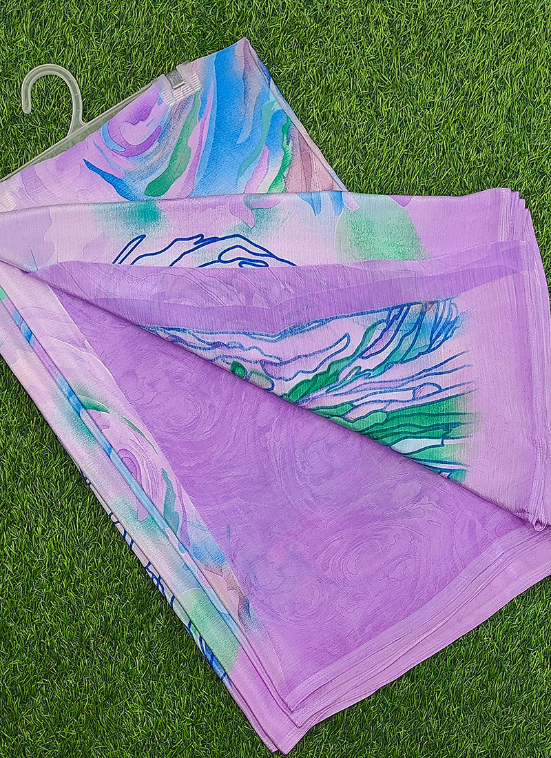 Siri Sarees Latest Printed Crepe Silk Saree with Blouse
